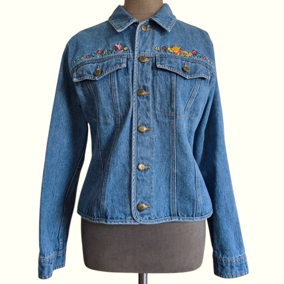 Vintage Disney Pooh Piglet Pooh Denim Jeand Jacket Y2K Size Medium - Picture 9 of 17